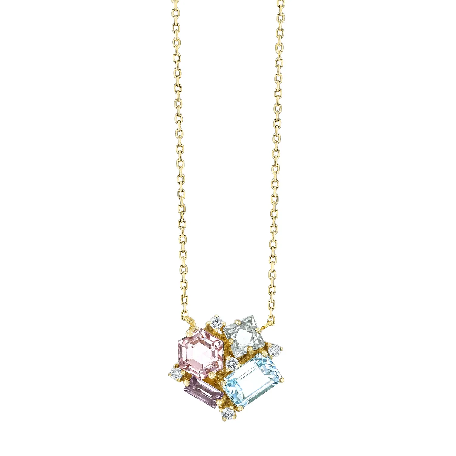 Suzanne Kalan Pastel Mix Blossom Halskæde 14 kt. Guld 0,05 ct. PN486D-YG