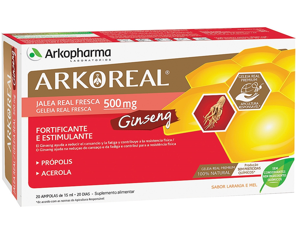SUPLEMENTO ARKOREAL GELEIA REAL  GINSENG 20AMPOLAS