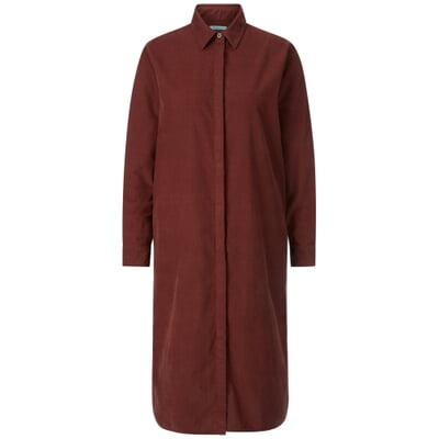 Damen-Blusenkleid Feincord, Braunrot