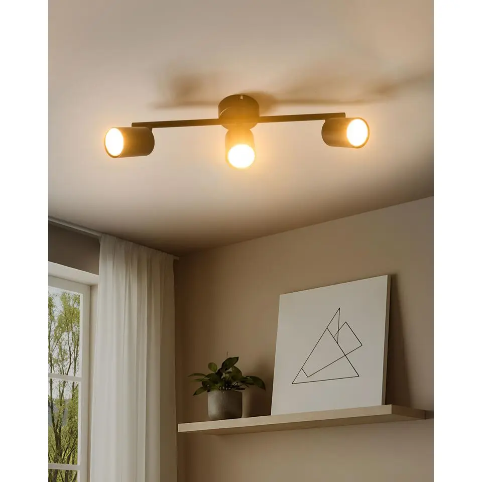 NYANDO - Plafondlamp set van 3 - Zwart - Metaal