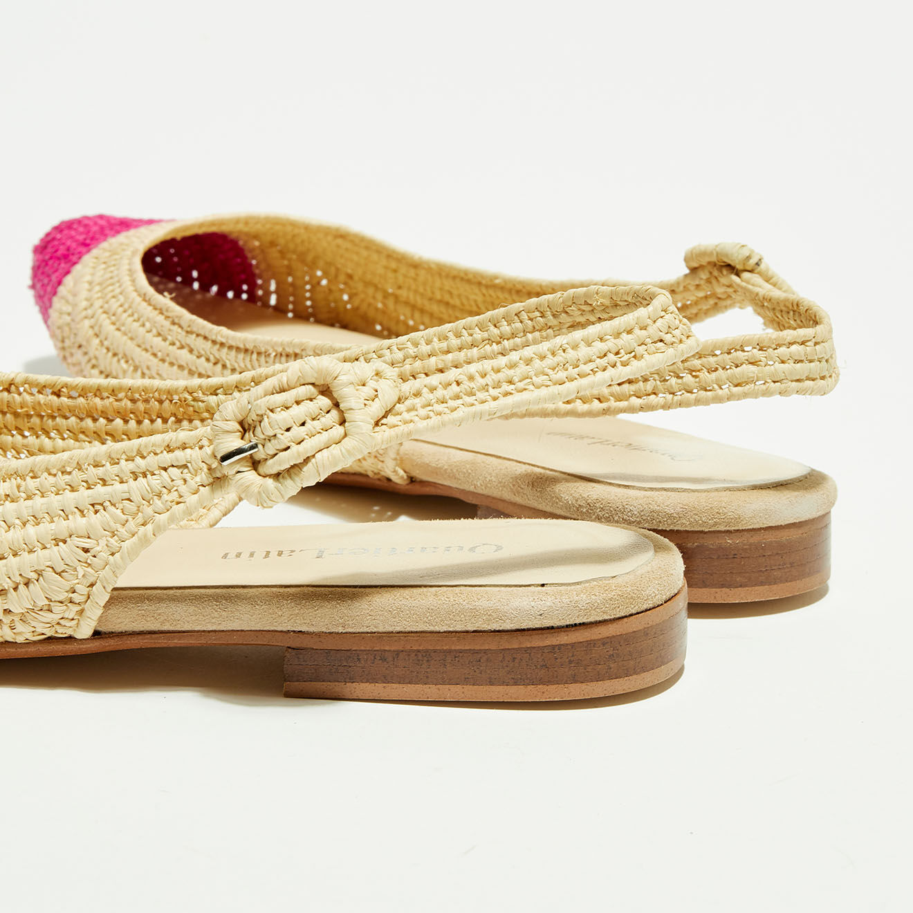 Quartier Latin Slingbacks en Raphia fuschia/naturel