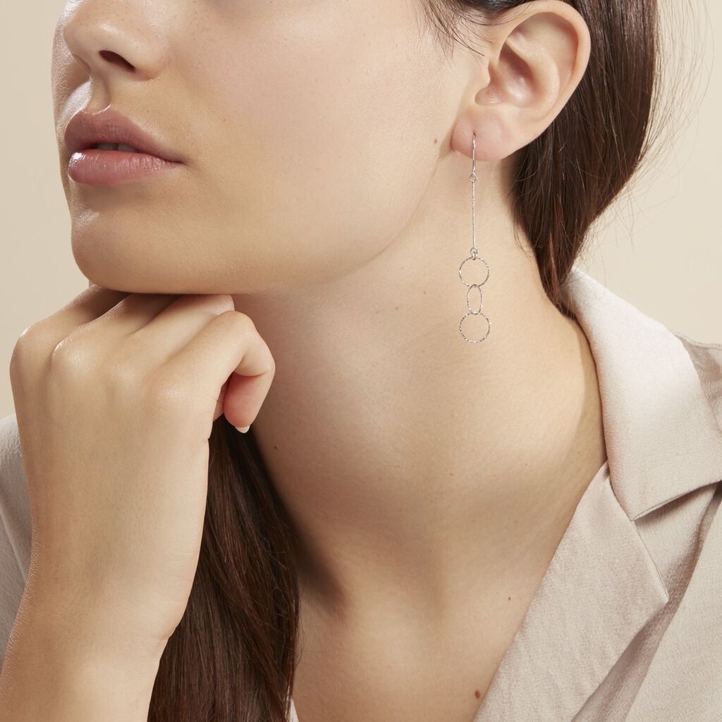 Boucles D'oreilles Pendantes Bulle Argent Blanc