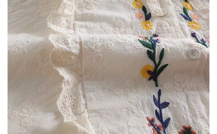 Santeh - Blouse met kraag en geborduurde bloemen