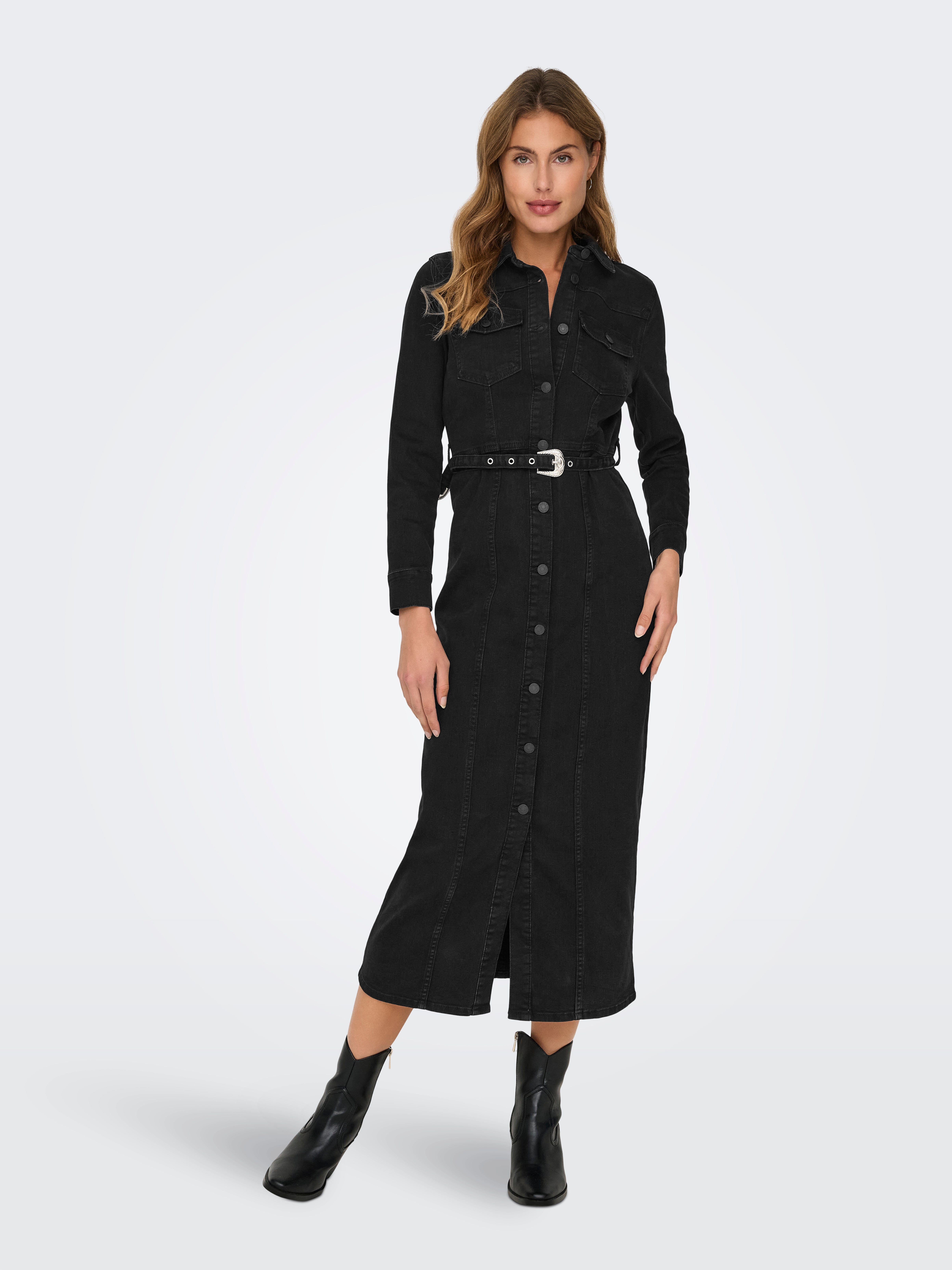 ONLMYTH Langes Kleid Washed Black