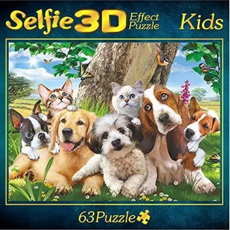 M.I.C. GÜNTHER Effect Puzzle Kids Hund und Katze, 63 Teile