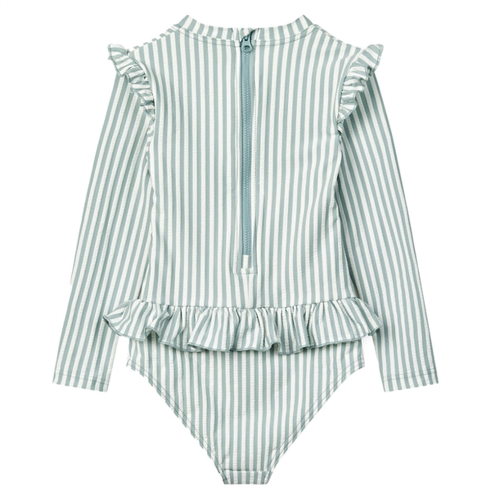 Køb Liewood Sille Seersucker Badedragt Y/D Stripe Sea Blue/White