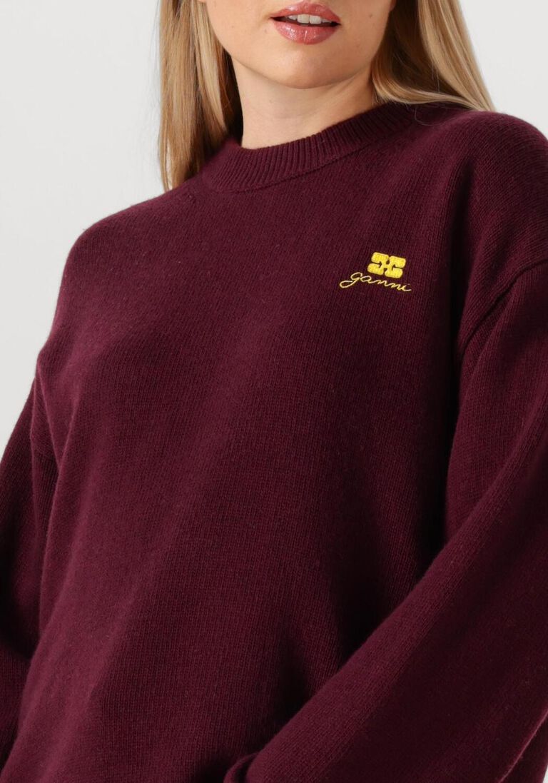 bordeaux ganni trui future wool mix oversized o-neck