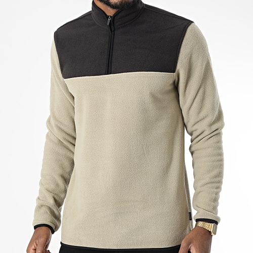 Sweat Col Zippé Polaire Nikolai Beige Gris Anthracite