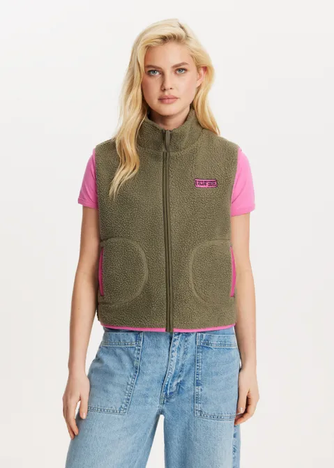 Mouwloos teddy vest groen (GRN.A)