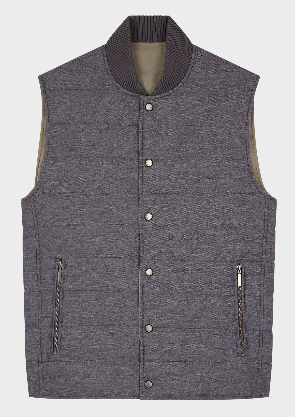 Doudoune light sans manches unie bleu jeans réversible