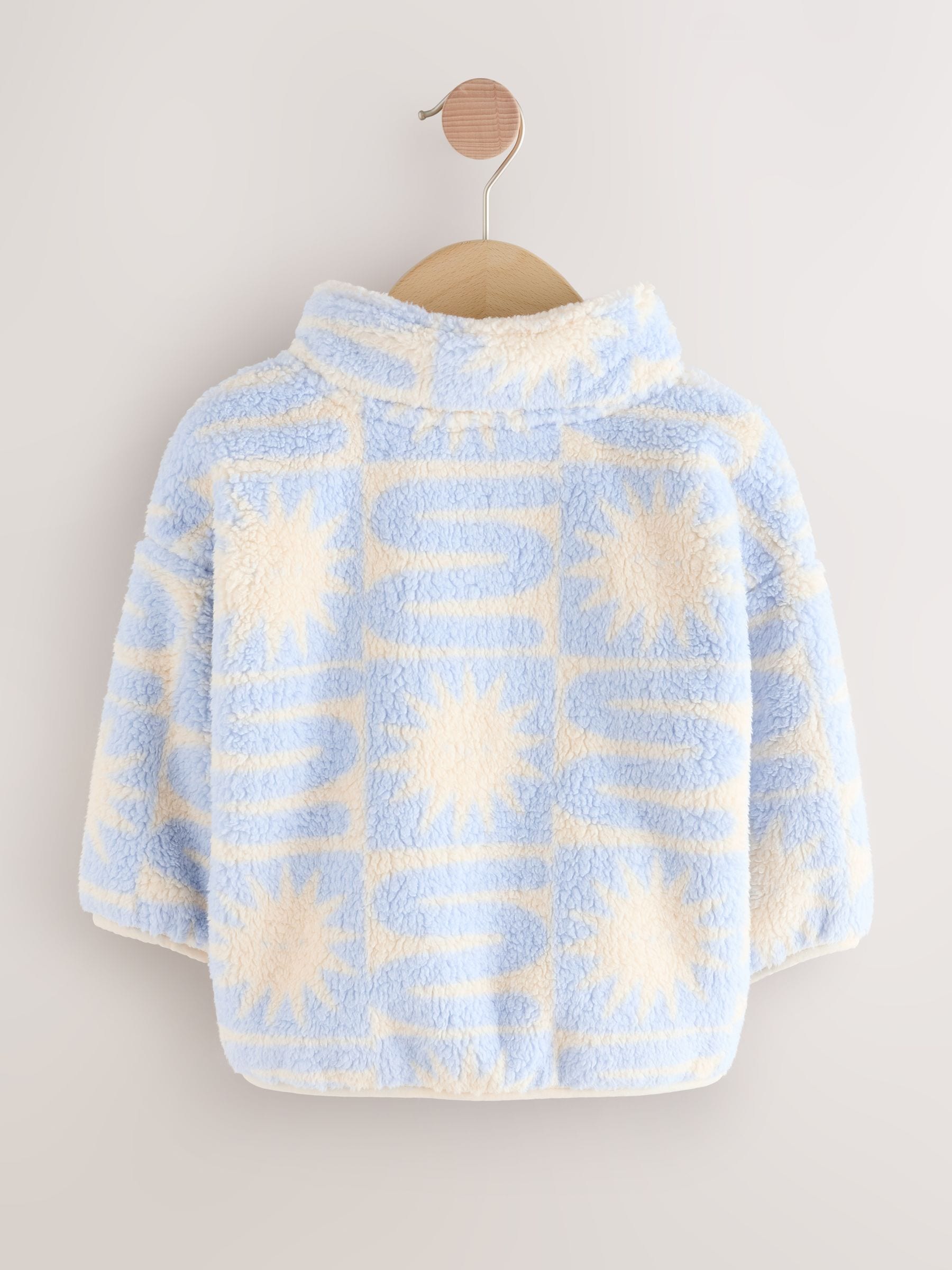 Blauwe zonprint - Fleece met kwartrits (3mnd -7jr)