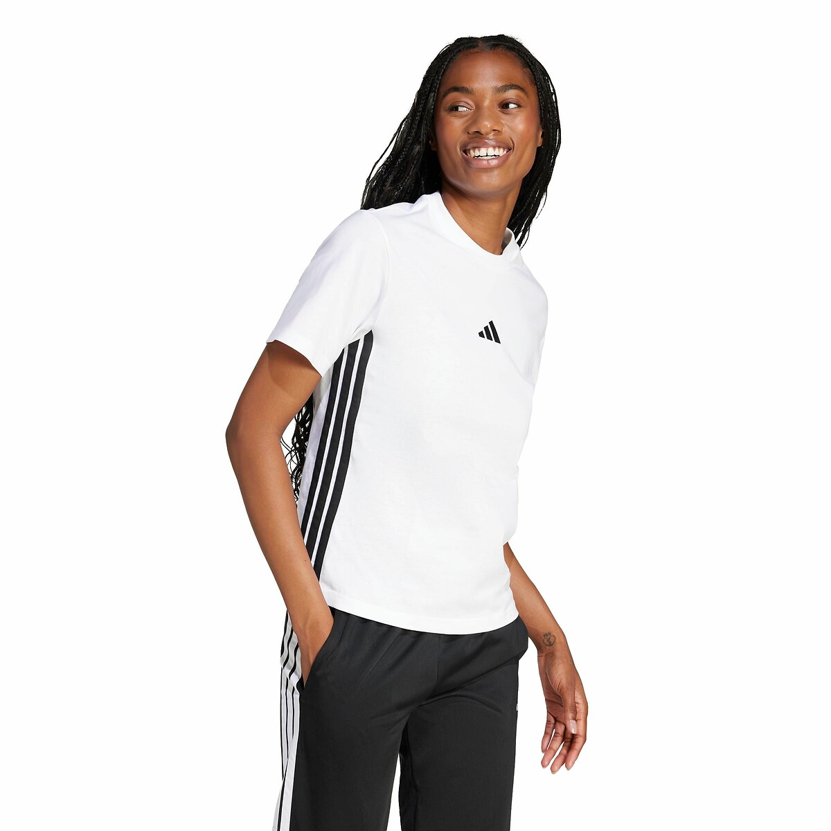 ADIDAS ROUPAS ESPORTIVAS<br>Camiseta Essencial 3 Listras