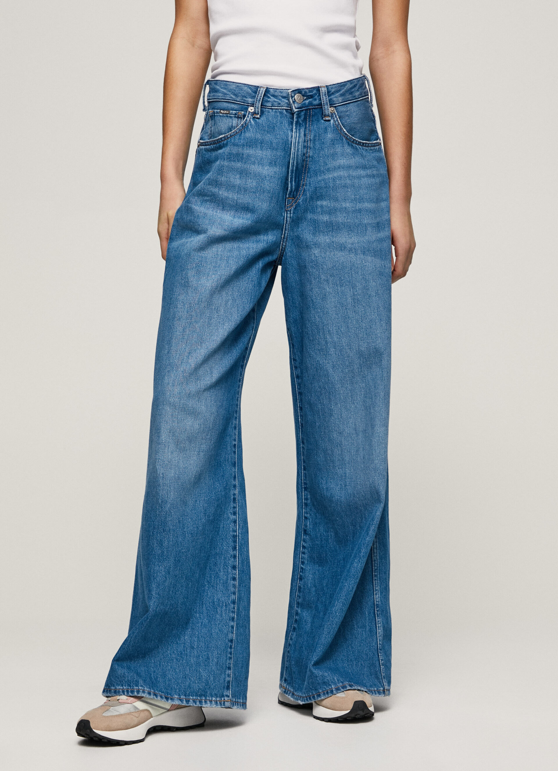 Calça jeans JAIMY de cintura alta e modelagem ampla - jeans