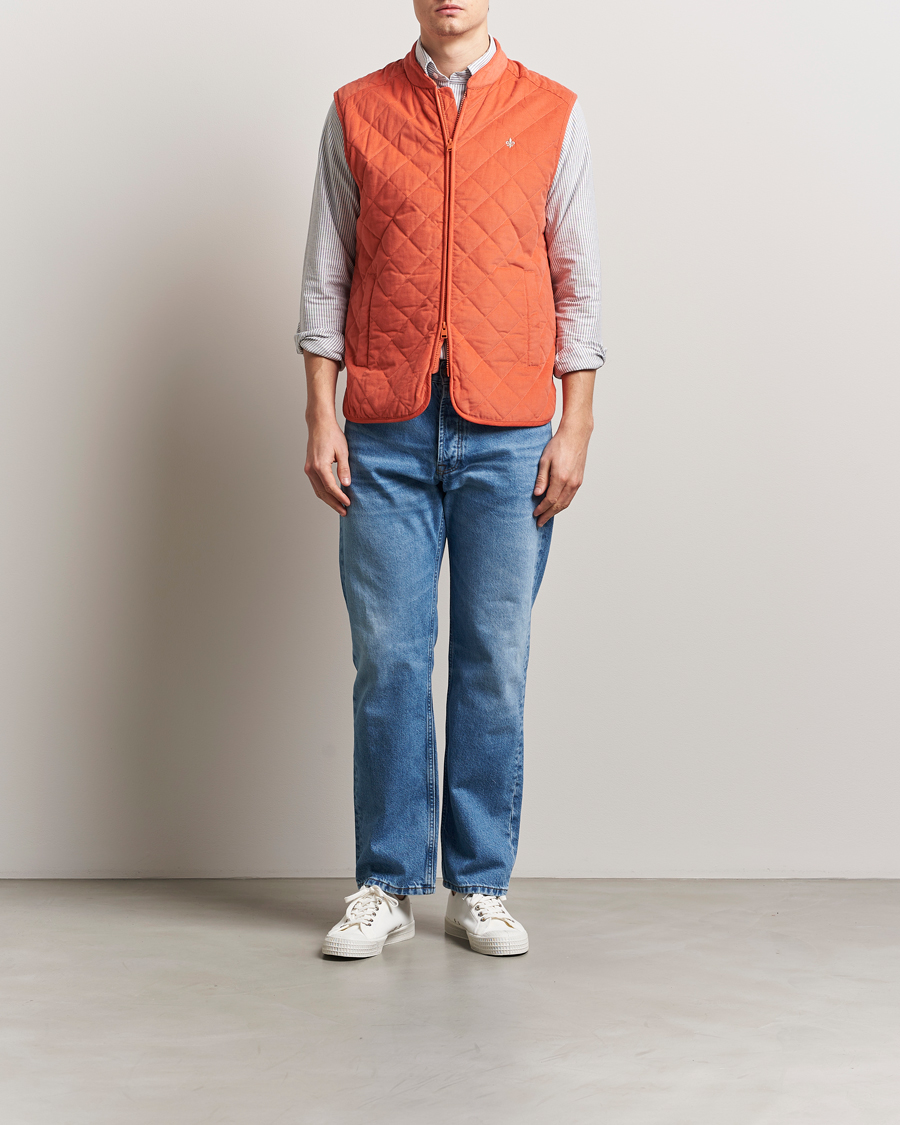 Morris Teddy Quilted Cord Vest Orange