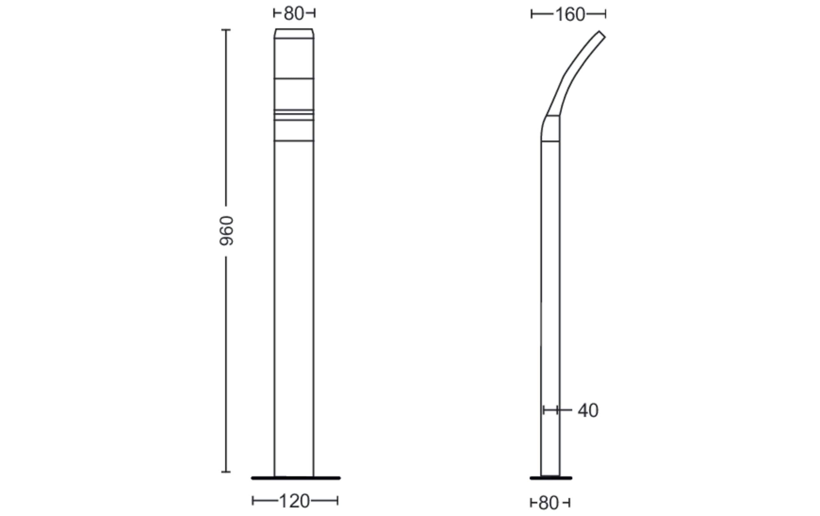 Sockelleuchte Splay, 12 W, 1100 lm, 4000 K, 96 cm, AnthrazitAussensockelleuchte für den Garten