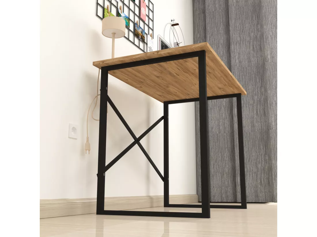 Bureau Tjeldsund 75 x 90 x 60 cm effet chêne / anthracite [en.casa]