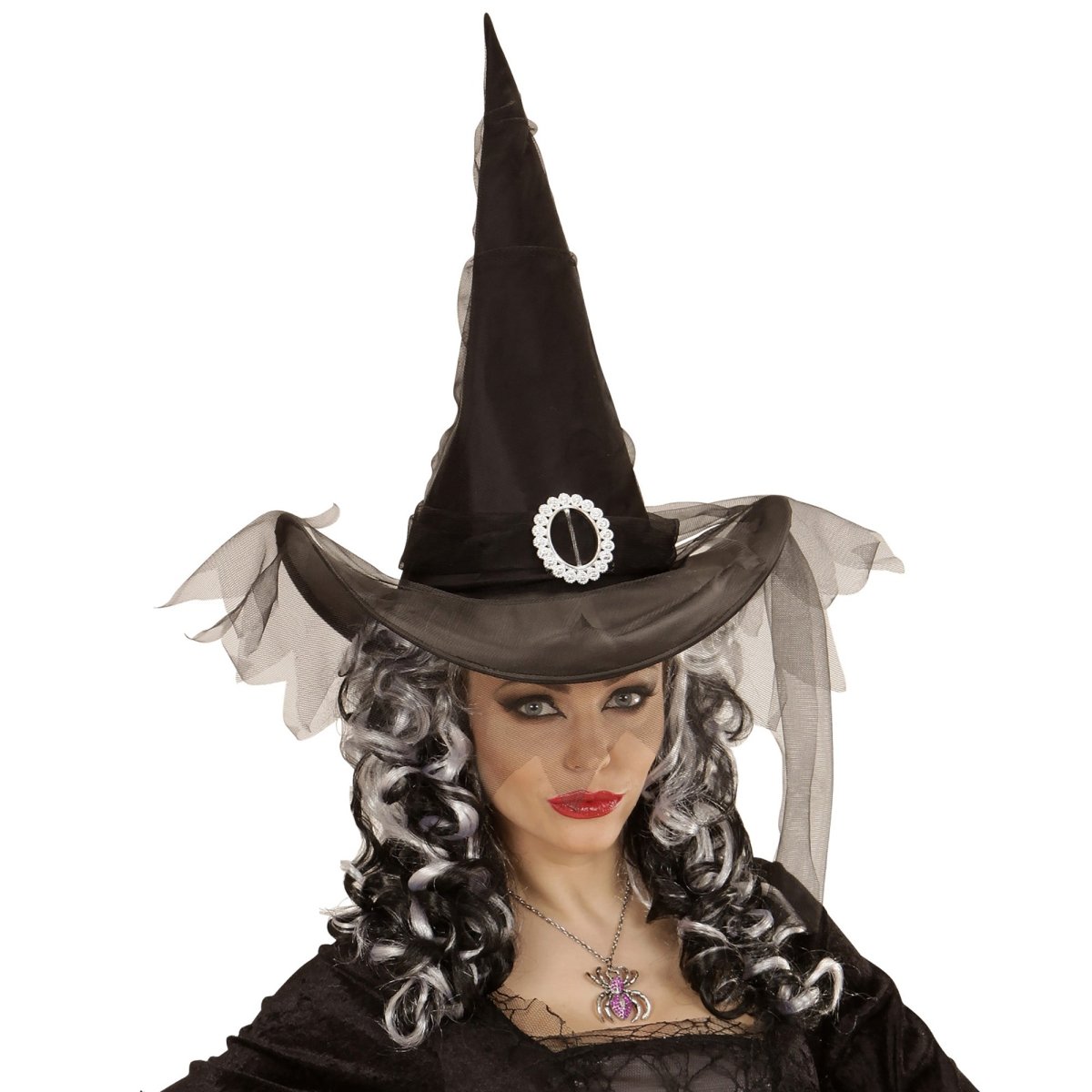 Halloween Heksenhoed Zwart Met Tule