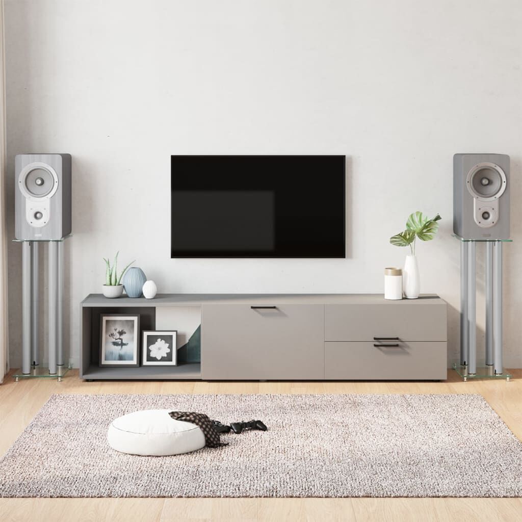 vidaXL Speakerstandaards, 2 stuks, zilver, gehard glas, 4 palen