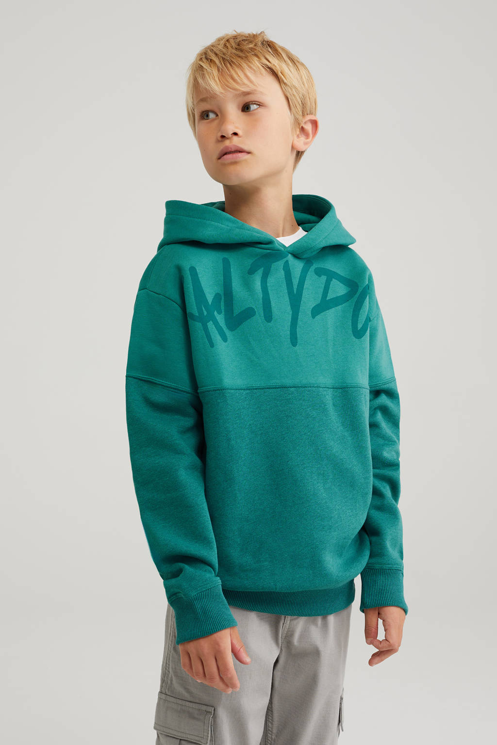 Salty Dog sweater met tekst petrol groen