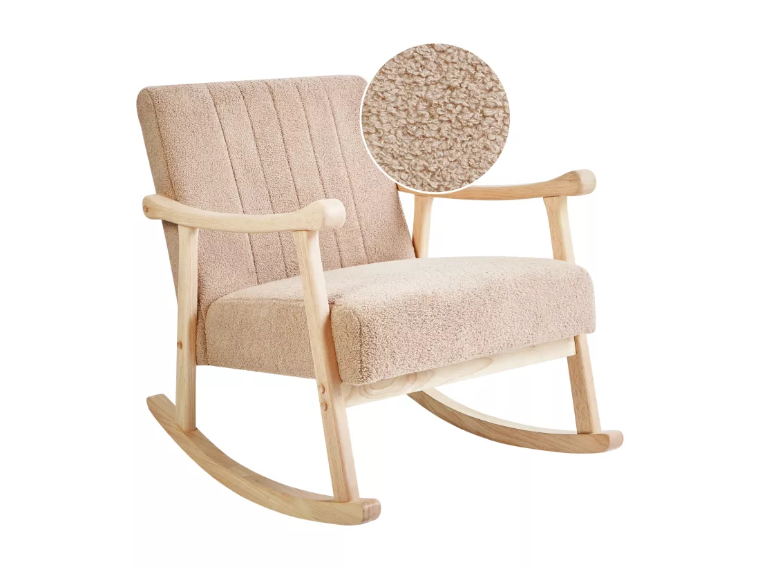 Fauteuil à bascule LEKNES Bouclé Beige