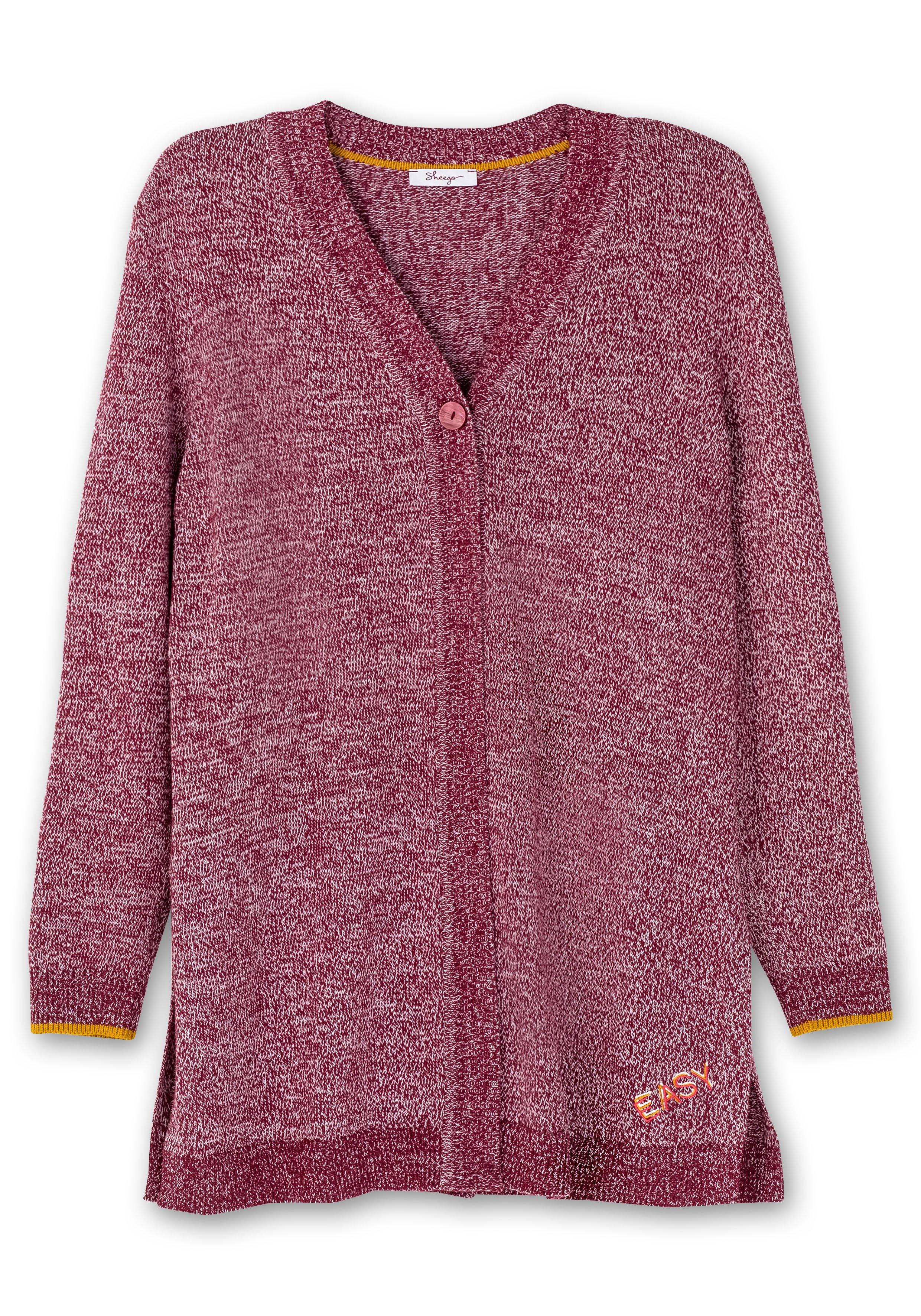 Melierte Longstrickjacke mit 1-Knopf-Verschluss