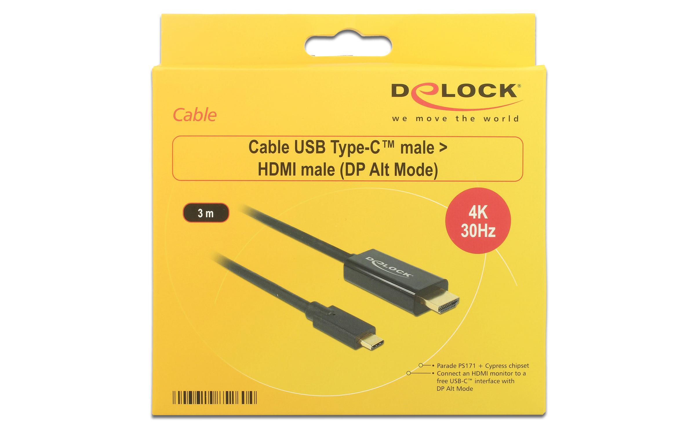 Kabel 4K USB Type-C - HDMI, 3 mUSB-C zu HDMI Kabel