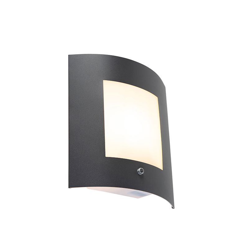Buiten wandlamp antraciet IP44 schemersensor - Emmerald