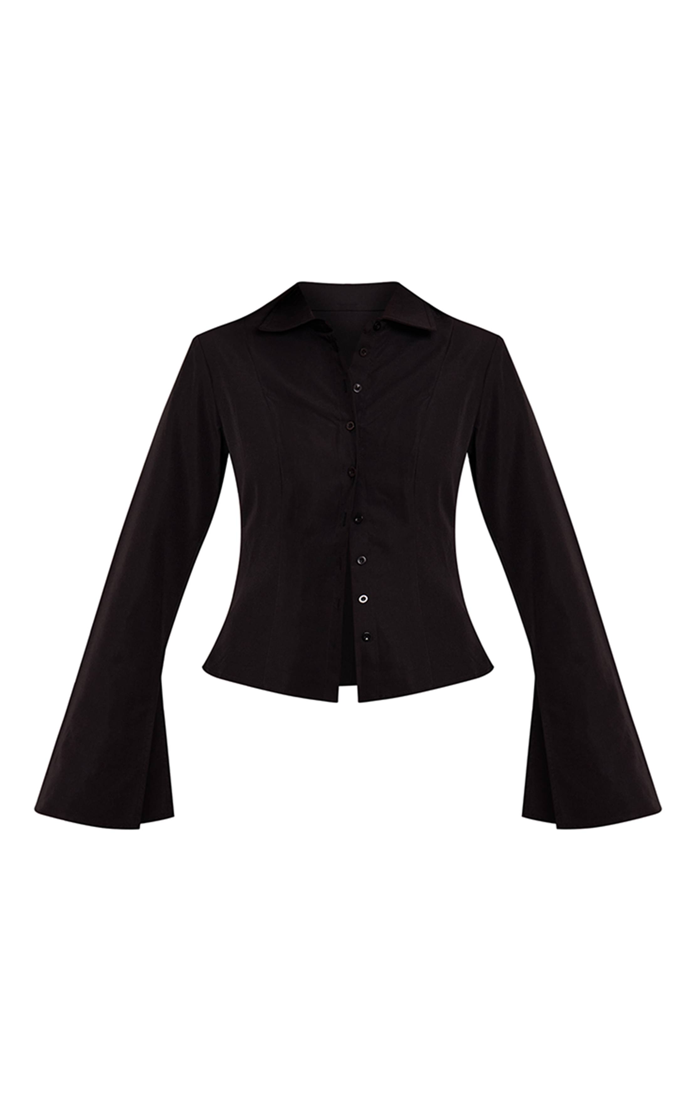 Noir Chemise Ajustée À Détails De Coutures