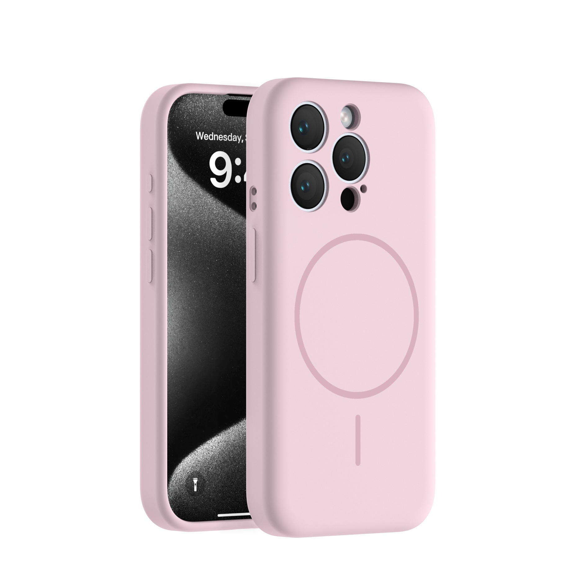 iPhone 16 Pro MagSafe (Slim Look) Silikon Case Hülle mit Kameraschutz - Rosa