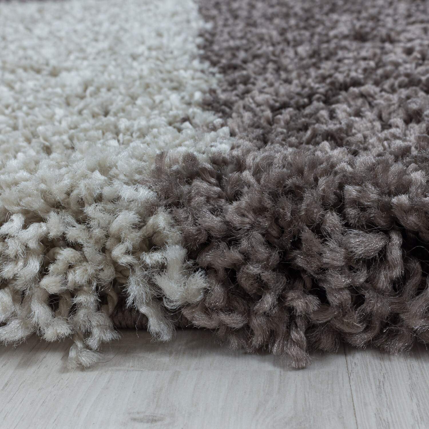 Stilvoller Runde Hochflor Teppich, Modernes geometrisches Design, Shaggy Teppich