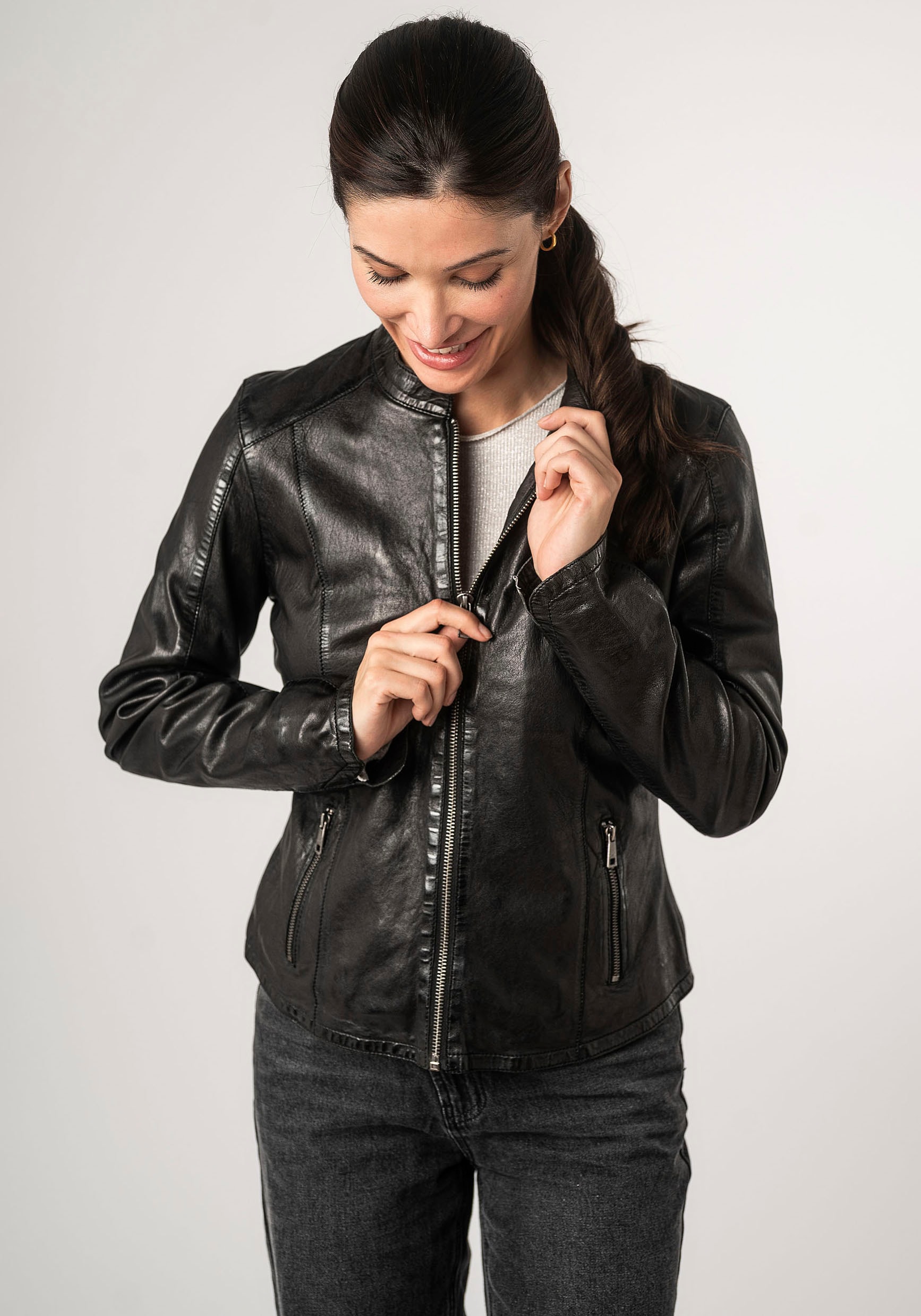 Mauritius Lederjacke »MWAndriana« mit Stehkragen