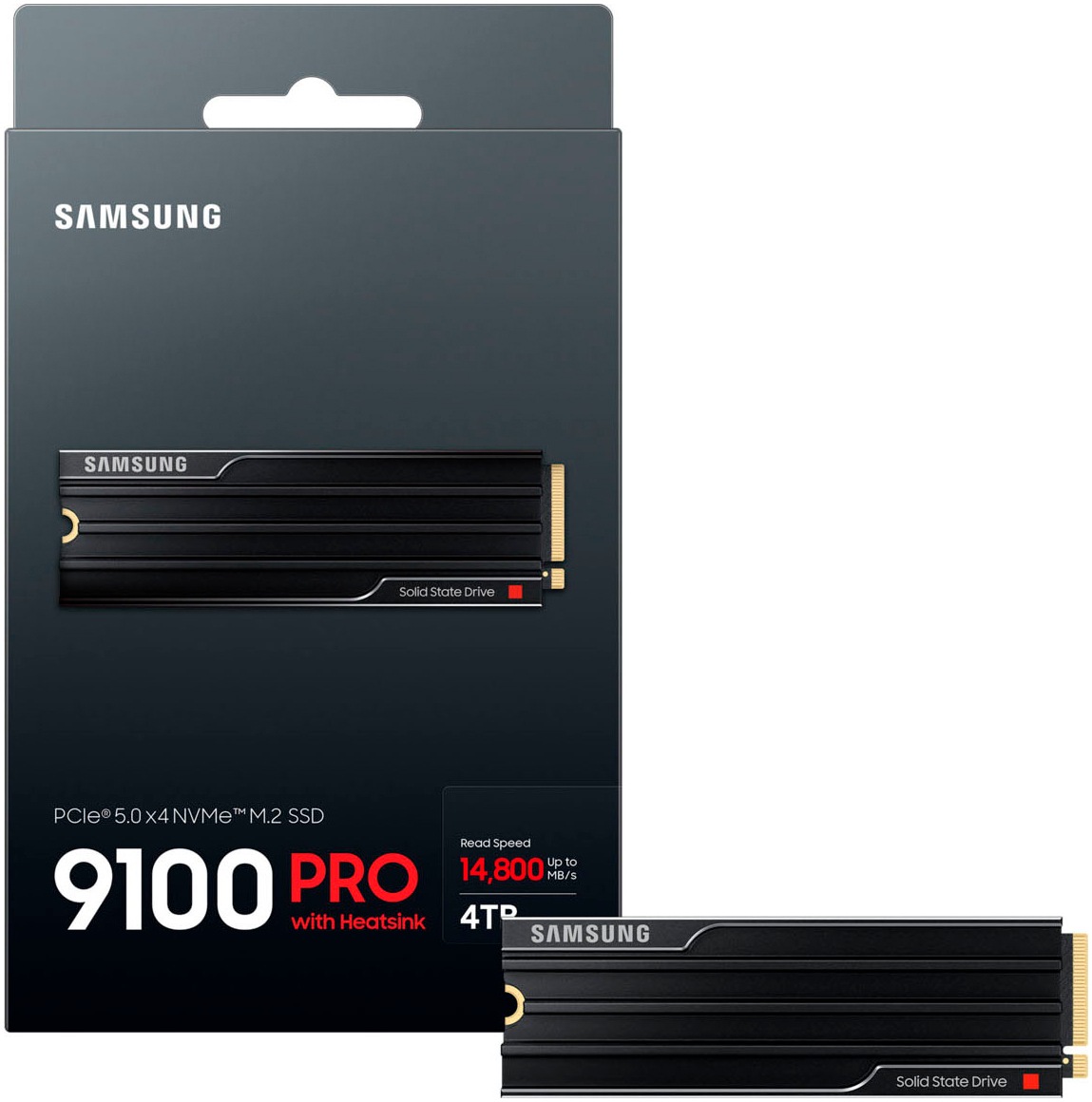 Samsung interne Gaming-SSD »9100 PRO Heatsink PCIe® 5.0 NVMe™ M.2 - 1 TB« 4000 GB Anschluss PCI Express 5.0
