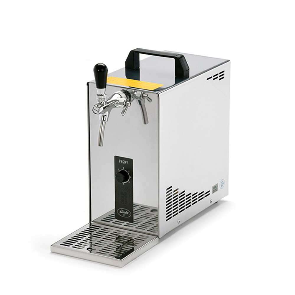 Komplett Set - Zapfanlage, Bierzapfanlage, Bierkoffer, Durchlaufkühler PYGMY 25 1-leitig Trockenkühler, 30 Liter/h, Reinigungsset für Zapfanlage und Keg, Zapfkopf:5 Liter Adapter