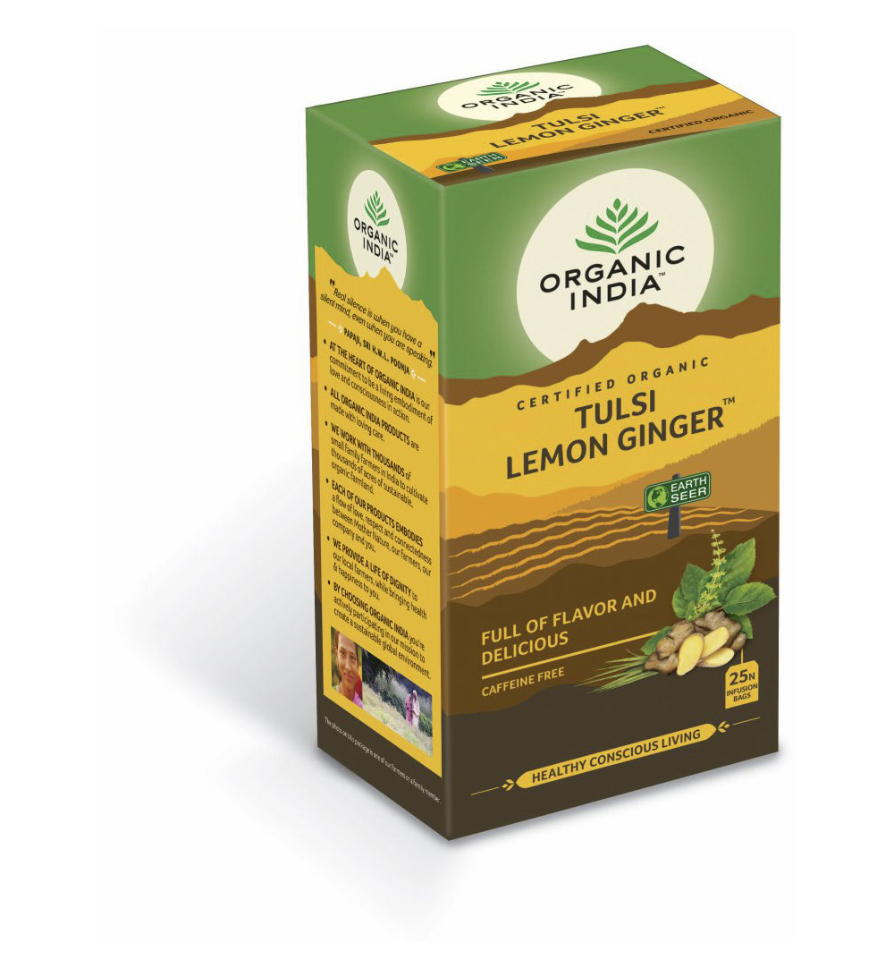 Organic India Tulsi Lemon Ginger Thee Bio (25 stuks)