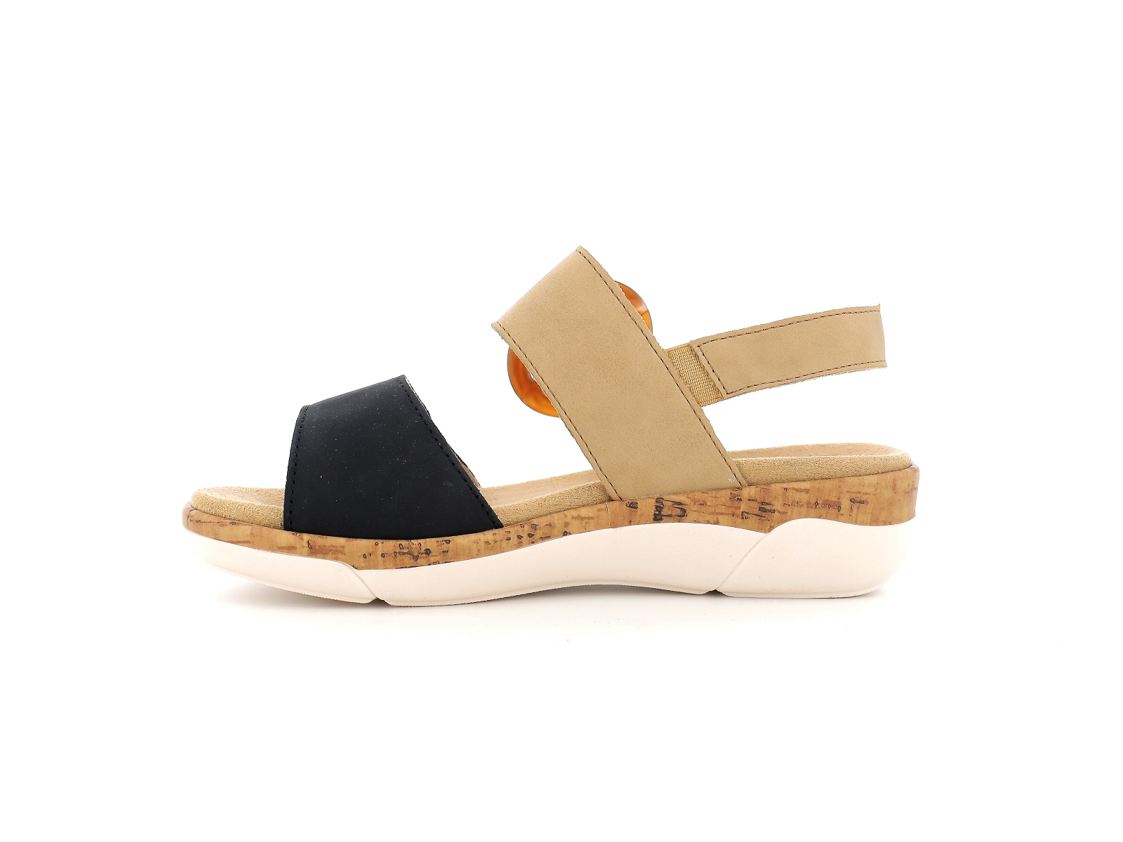 Remonte-R6853 Matières combinées Noir Beige