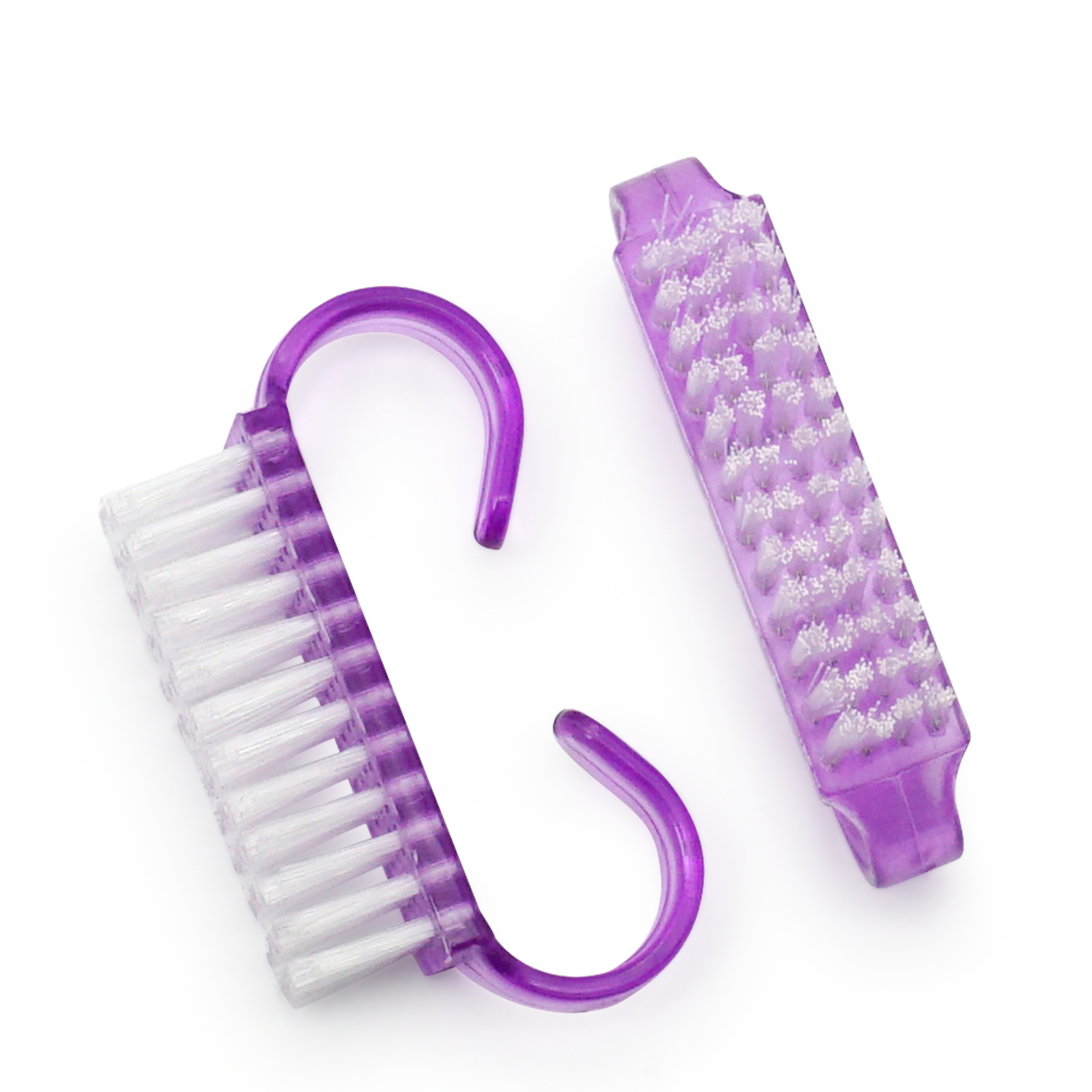 (2er Set) Nagelbürste Nail Brush Handwaschbürste mit Griff - Lila