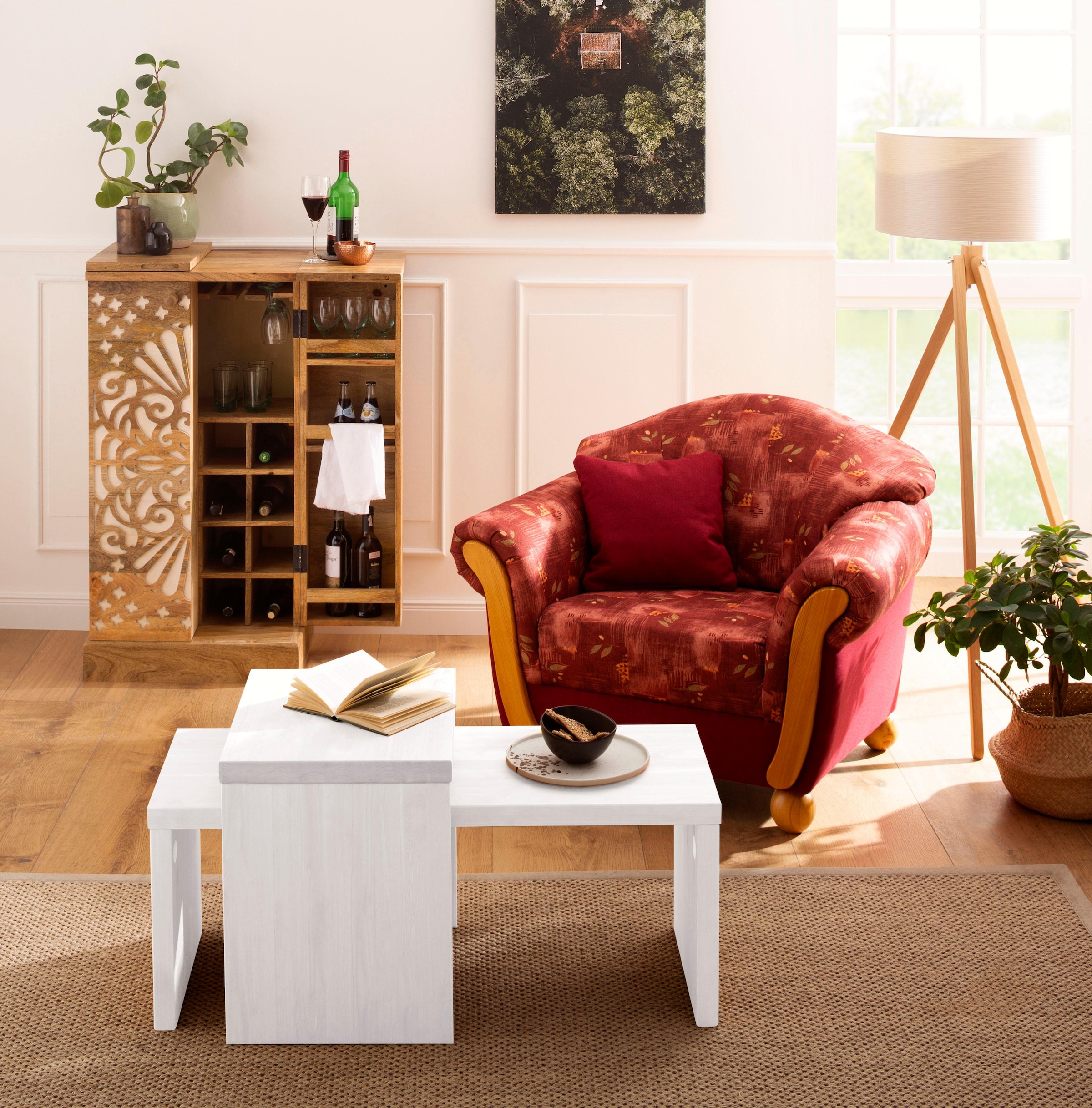 Home affaire Couchtisch »Leinz« Set, 2 Stk. tlg. aus Kiefer, Tischplatten in zwei Stärken erhältlich, Breite 100 cm