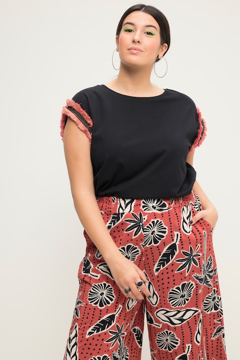 Top, oversized, Armausschnitt-Bordüren