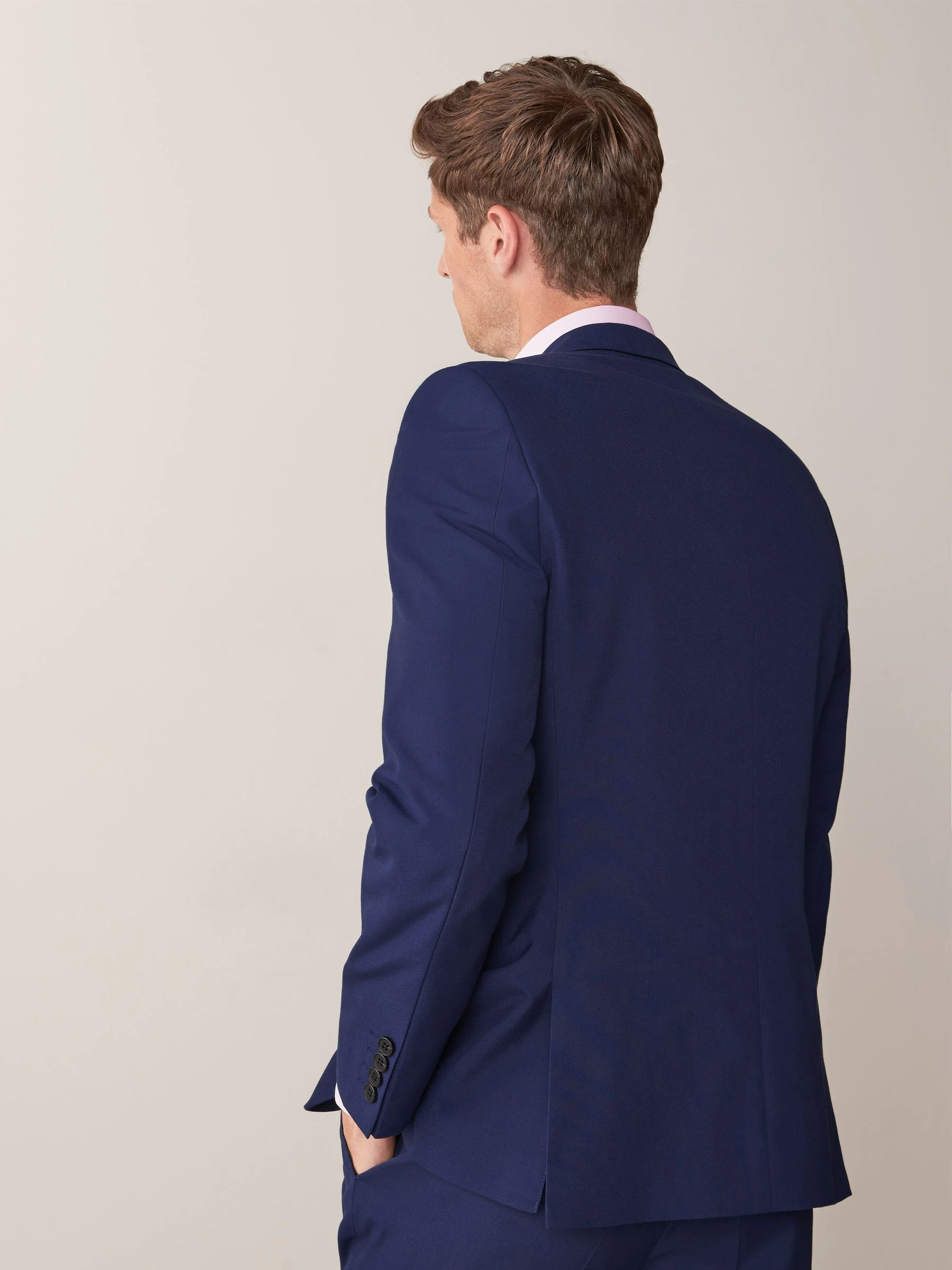 Helderblauw - Strakke Pasvorm - Kostuum met twee knopen: colbert