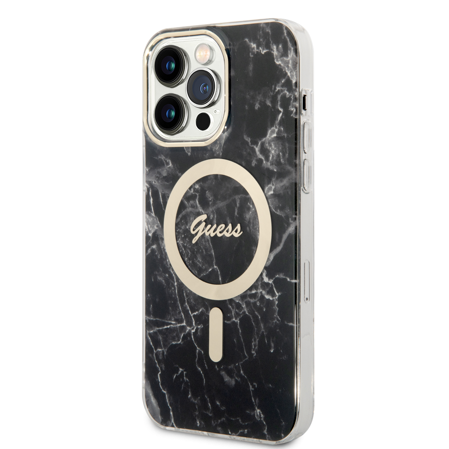 2in1 Bundle iPhone 14 Pro Max MagSafe Hardcase Hülle Marble   MagSafe USB-C Charger (GUBPP14XHMEACSK) - Schwarz