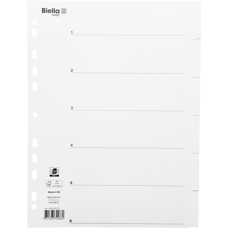 Biella Register mit Indexblatt, A4, 6-teilig