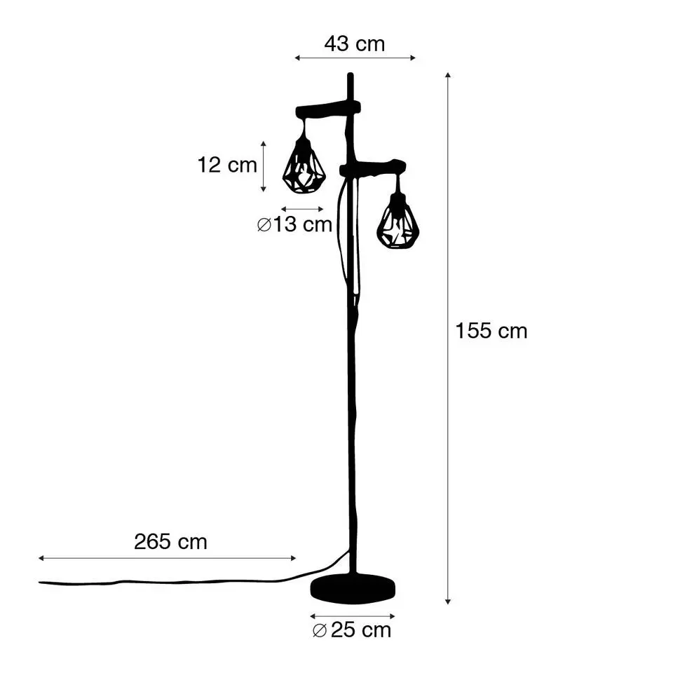 Qazqa vloerlampen chon zwart e27