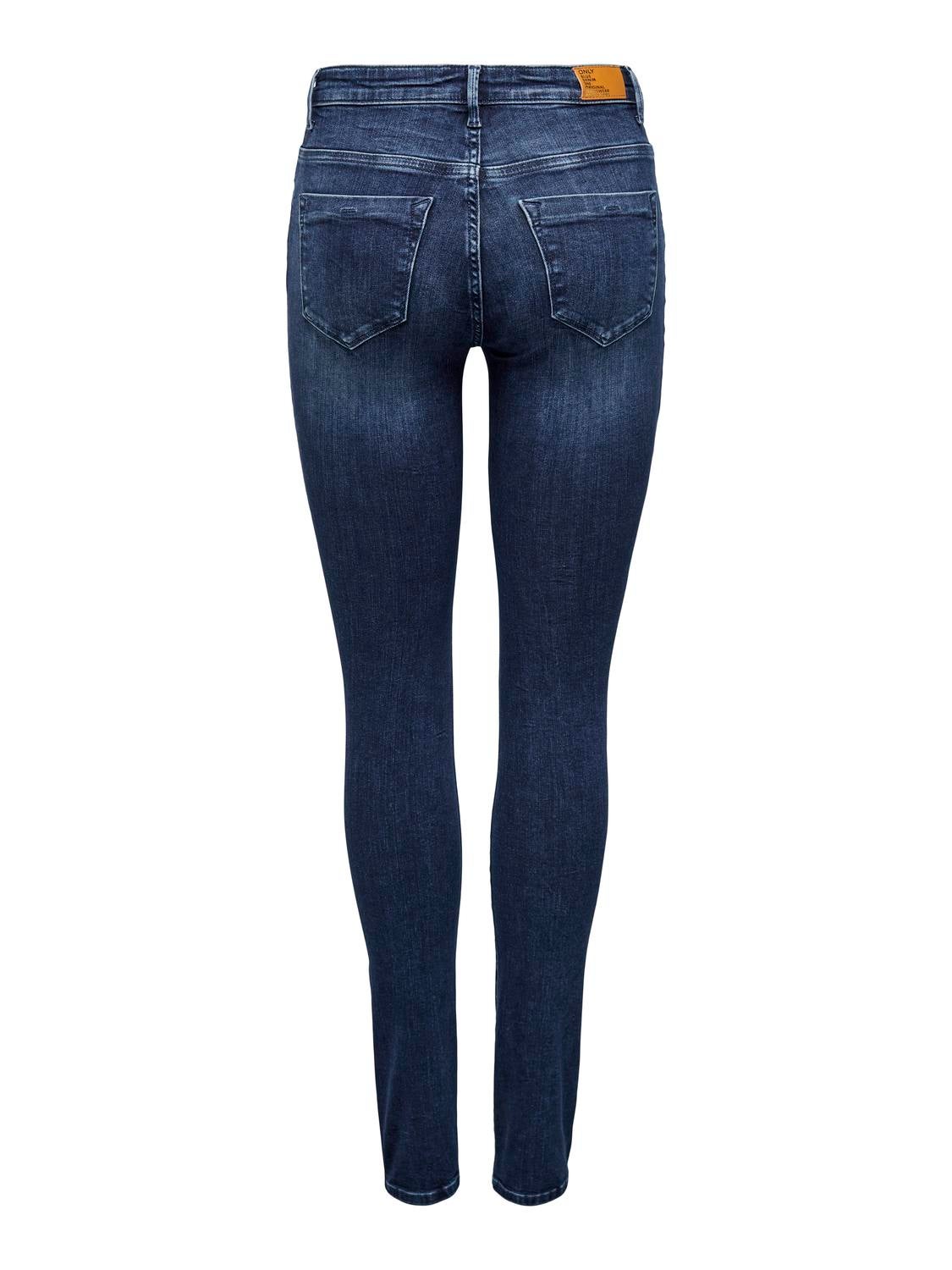 ONLFOREVER Hohe Taille Skinny Fit Jeans Dark Blue Denim