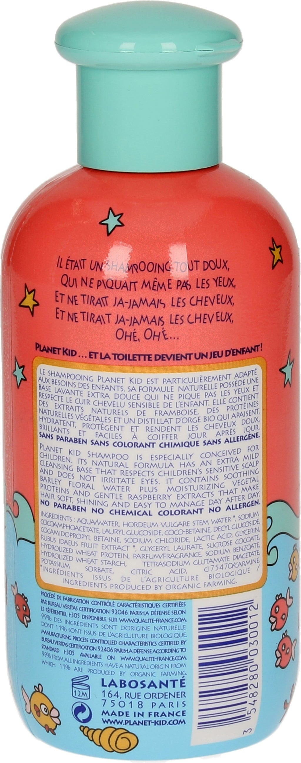 Planet Kid  2in1 Tangle Free Raspberry Shampoo, 200 ml