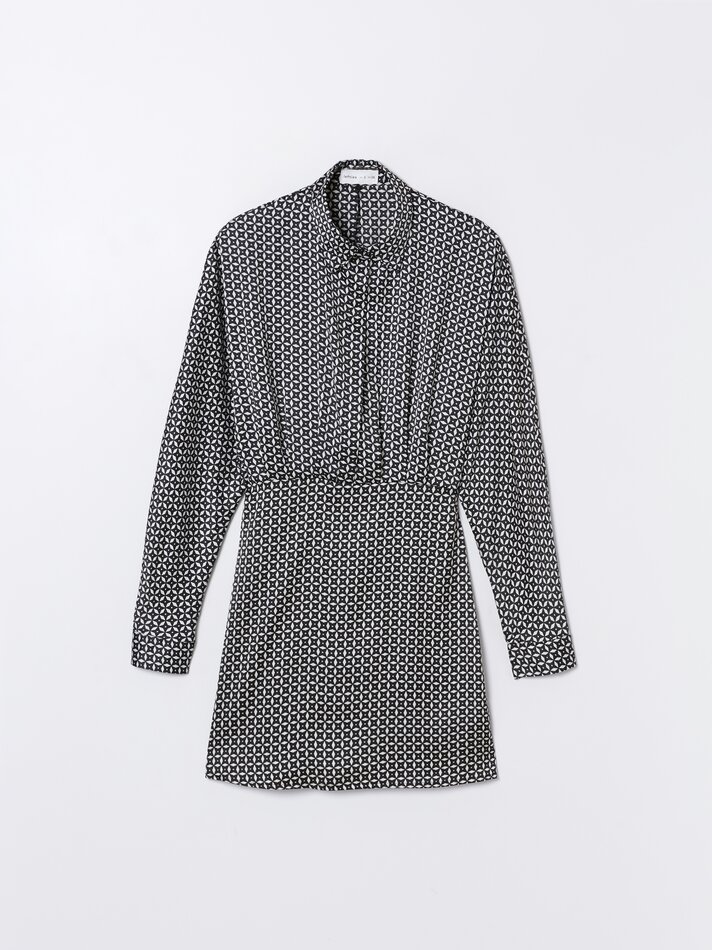 Vestido de cetim estampado - Preto/branco