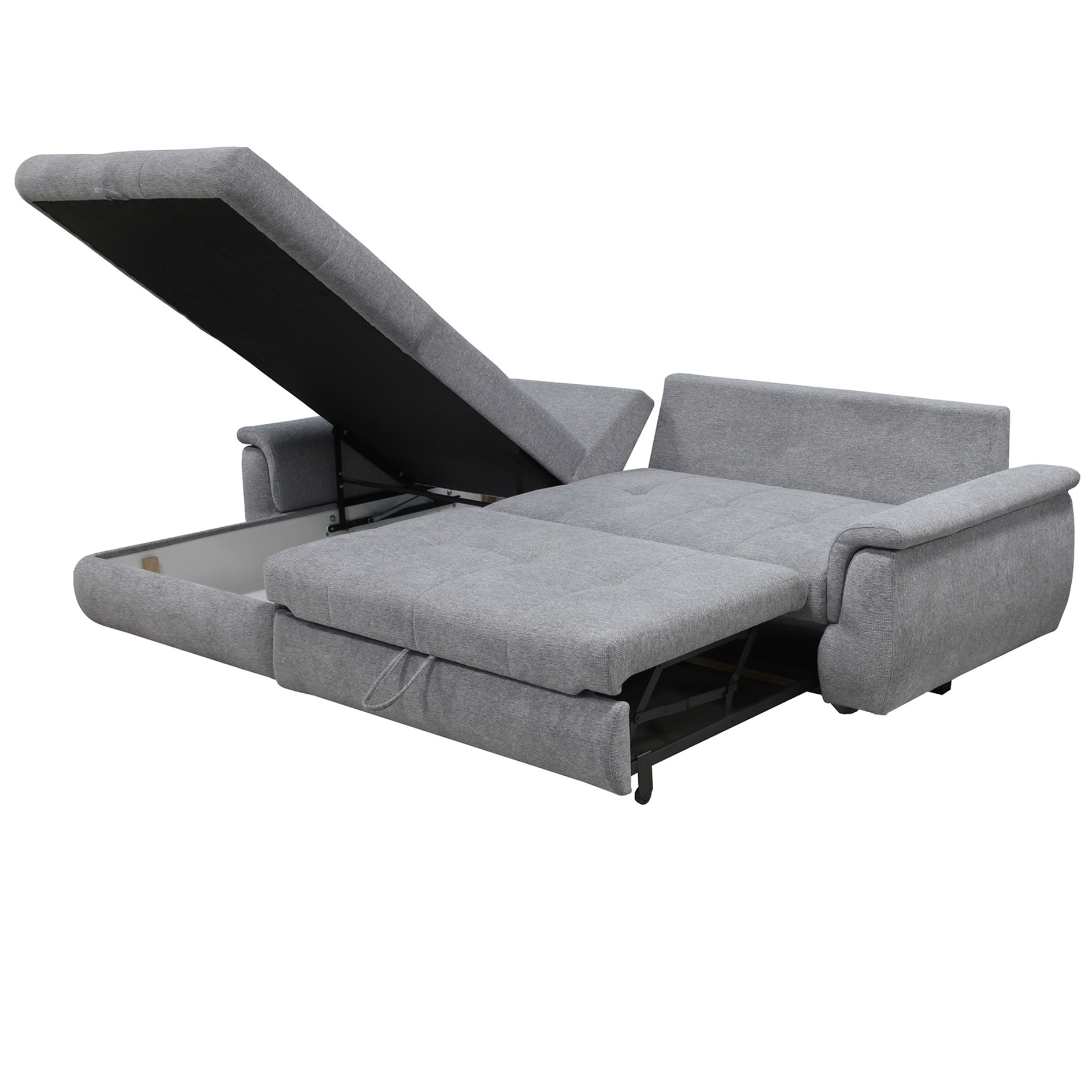 Ecksofa - light grey - mit Liegefunktion - Staukasten links