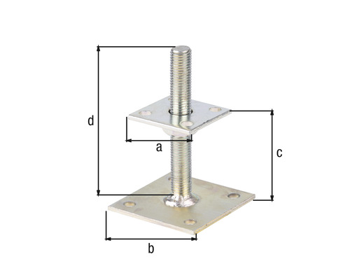Verstelbare I-paalanker voor schroefmontage, 30-150 mm, 70x70 mm, verzinkt, diklaag gepassiveerd
