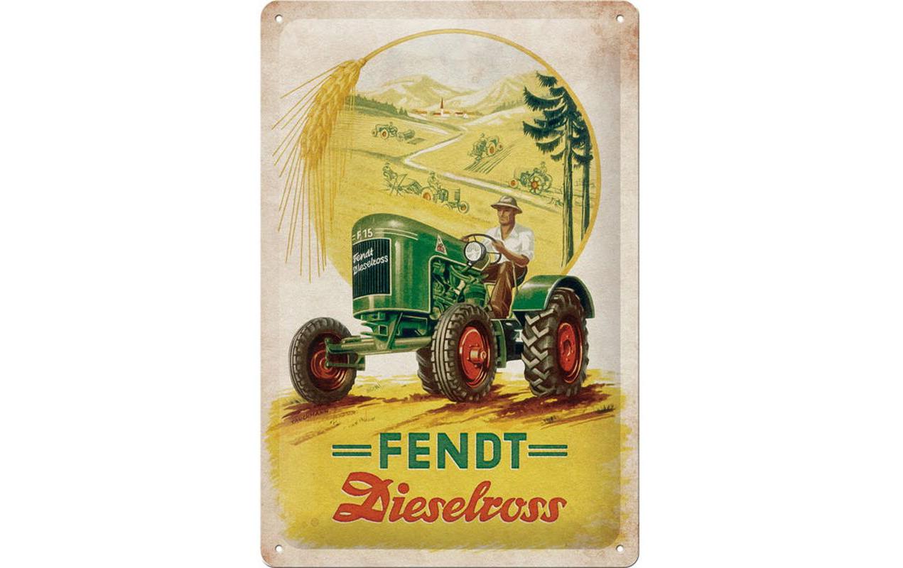 Schild Fendt Dieselross 20 x 30 cm, MetallBlechschild im Retro Design