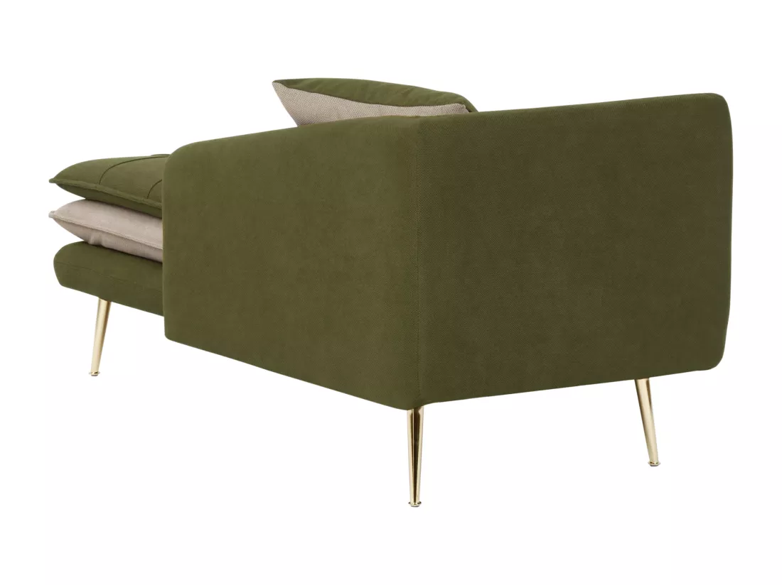 Chaise longue côté droite en tissu vert GONESSE