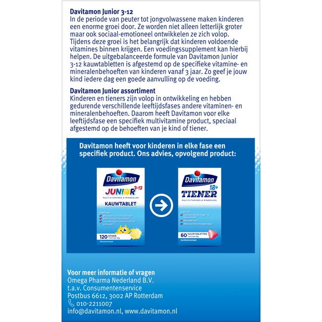 Davitamon Junior 3-12 Kauwtabletten Bananensmaak